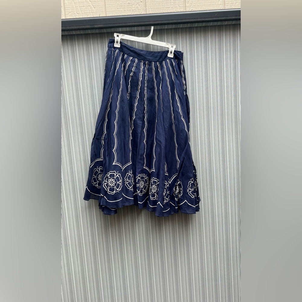 Navy Blue Floral Skirt